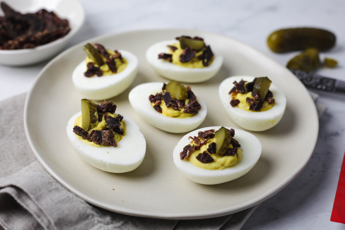 Biltong Deviled Eggs