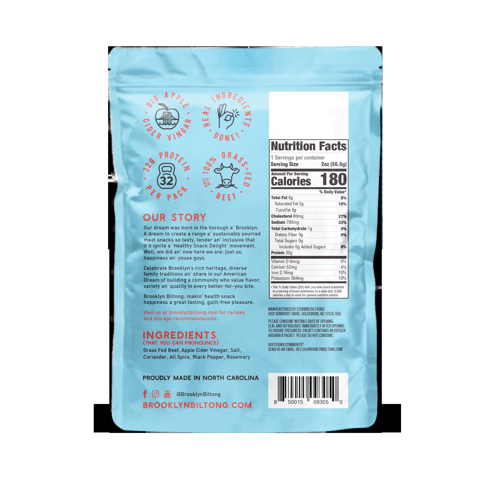  Brooklyn Biltong - Air Dried Grass Fed Beef Snack, South  African Beef Jerky - Whole30 Approved, Paleo, Keto, Gluten Free, Sugar  Free, Made in USA - 16 oz. Bag (Original) : Everything Else